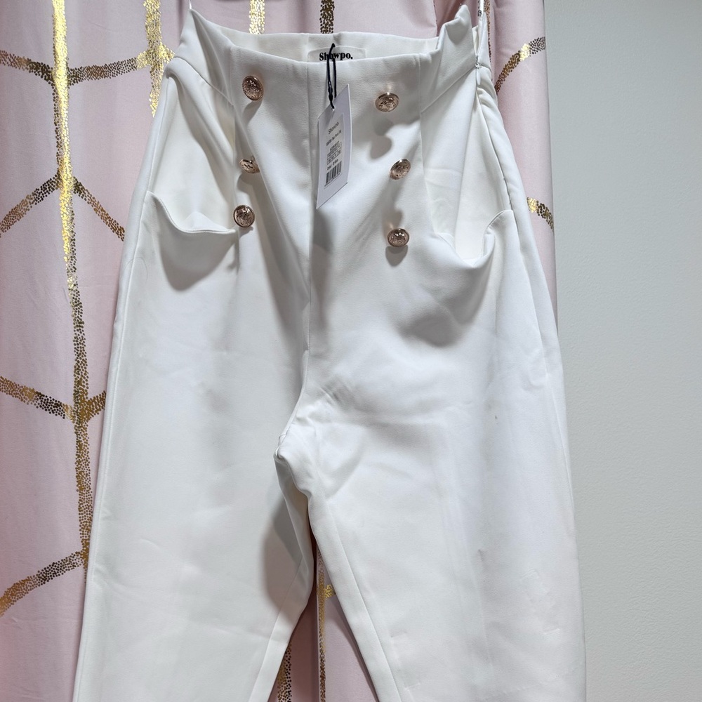 Showpo White Button-Embellished Pants